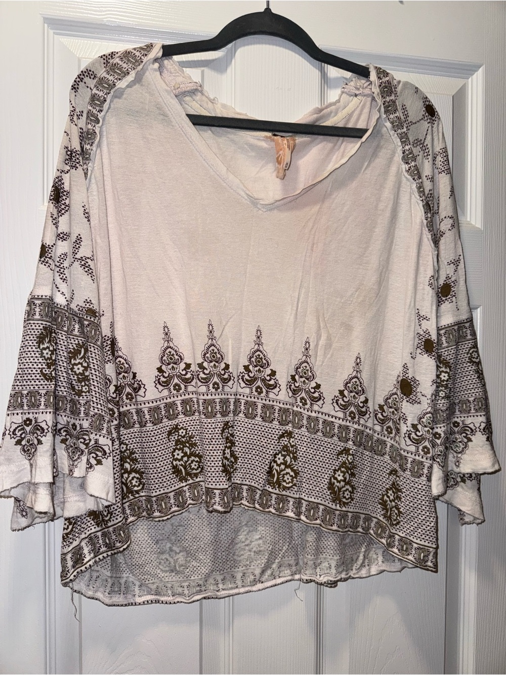 Free People Ivory Tunic with Brown Boho Print